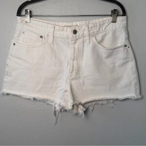 Madewell Relaxed Denim Shorts White Frayed Hem Jean Shorts 30 Boho